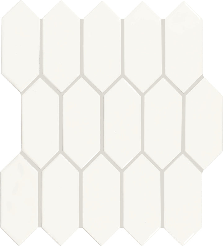 Daltile Core Crafted True White 11-in x 12-in Glossy Ceramic Handcrafted look Picket Mosaic Wall Tile product image