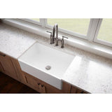 Explore Farmhouse Apron Front Fireclay 30 in. Single Bowl Kitchen Sink in Gloss White