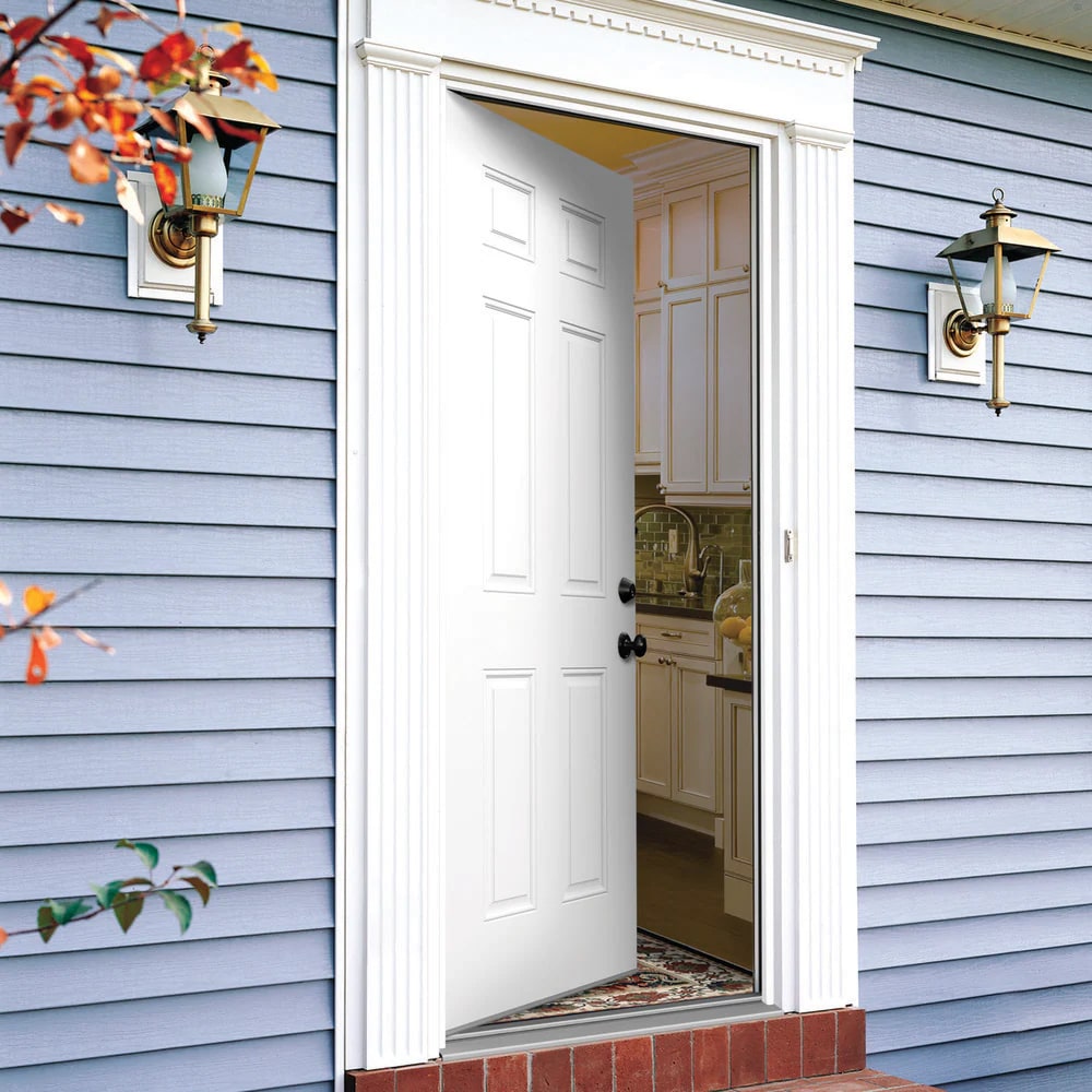 JELD-WEN 30x80 Steel prehung entry door, Left-hand inswing, Primed – creative view 3