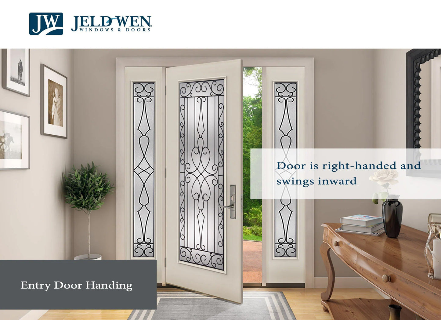 JELD-WEN 30x80 Steel prehung entry door, Right-hand inswing, Primed – infographics view 4