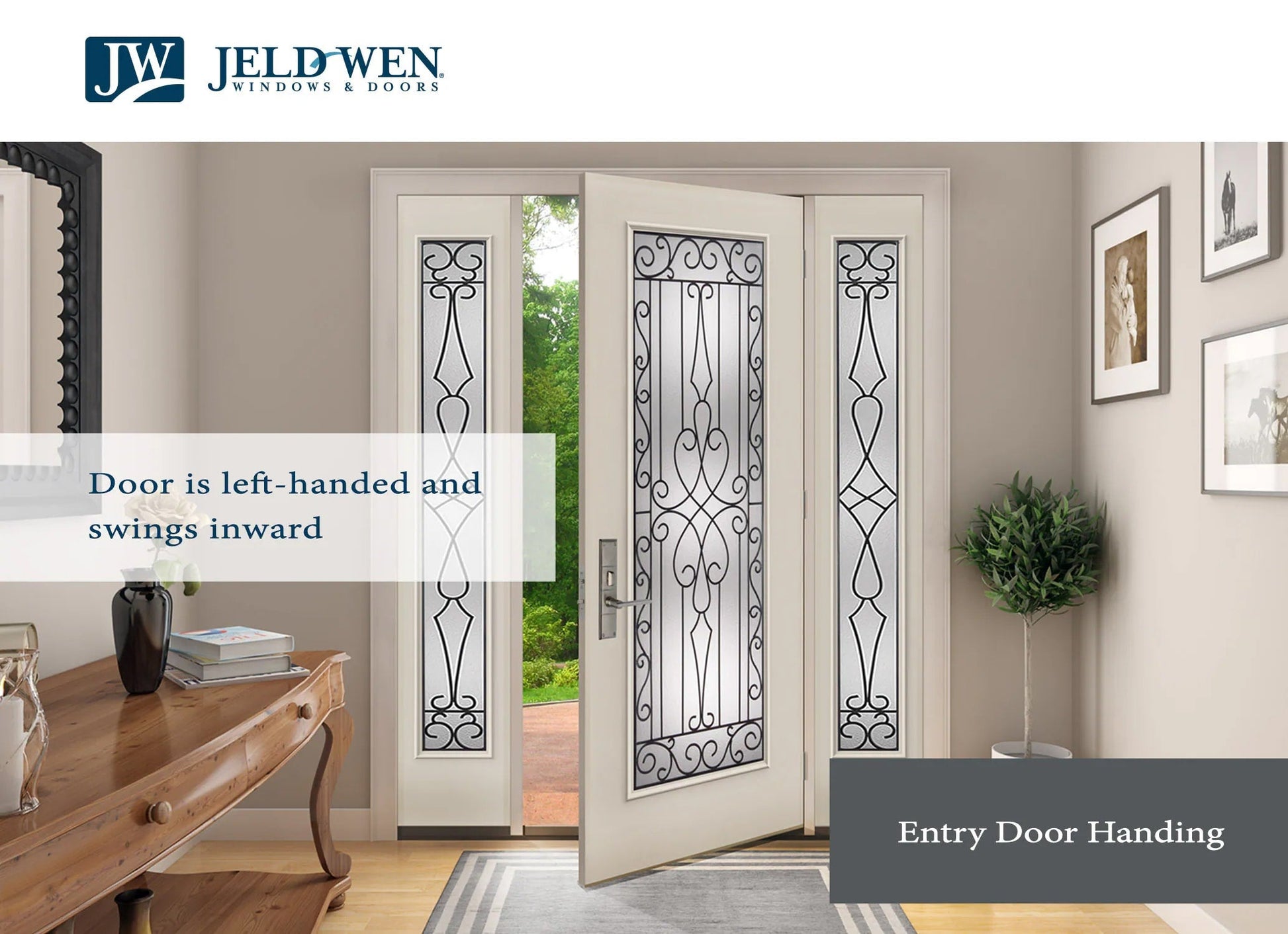 JELD-WEN 30x80 Steel prehung entry door, Left-hand inswing, Primed – infographics view 4