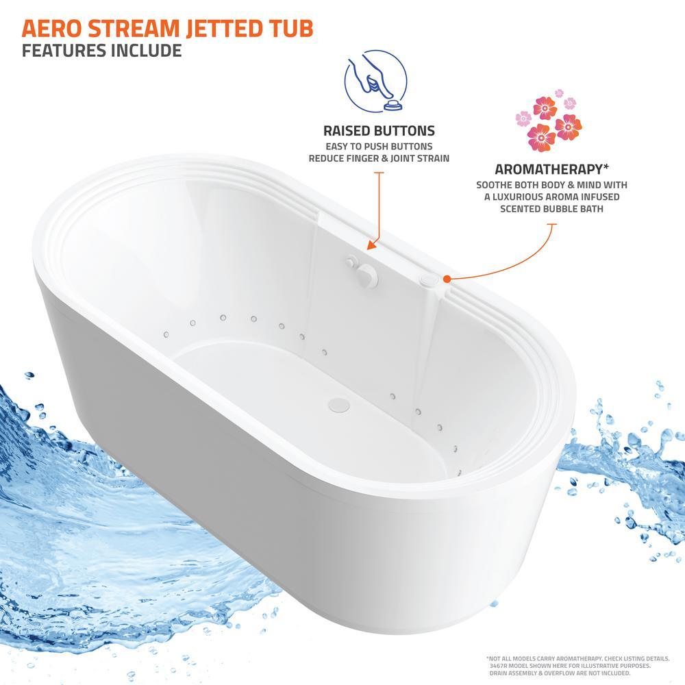 Sunstone 5.7 ft. Acrylic Flatbottom Air Bath Tub in White - Super Arbor