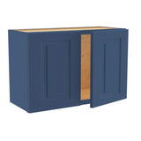 Home Decorators Collection Grayson 27 in. W x 12 in. D x 18 in. H Assembled Plywood Wall Bridge Kitchen Cabinet in Mythic Blue with Soft Close