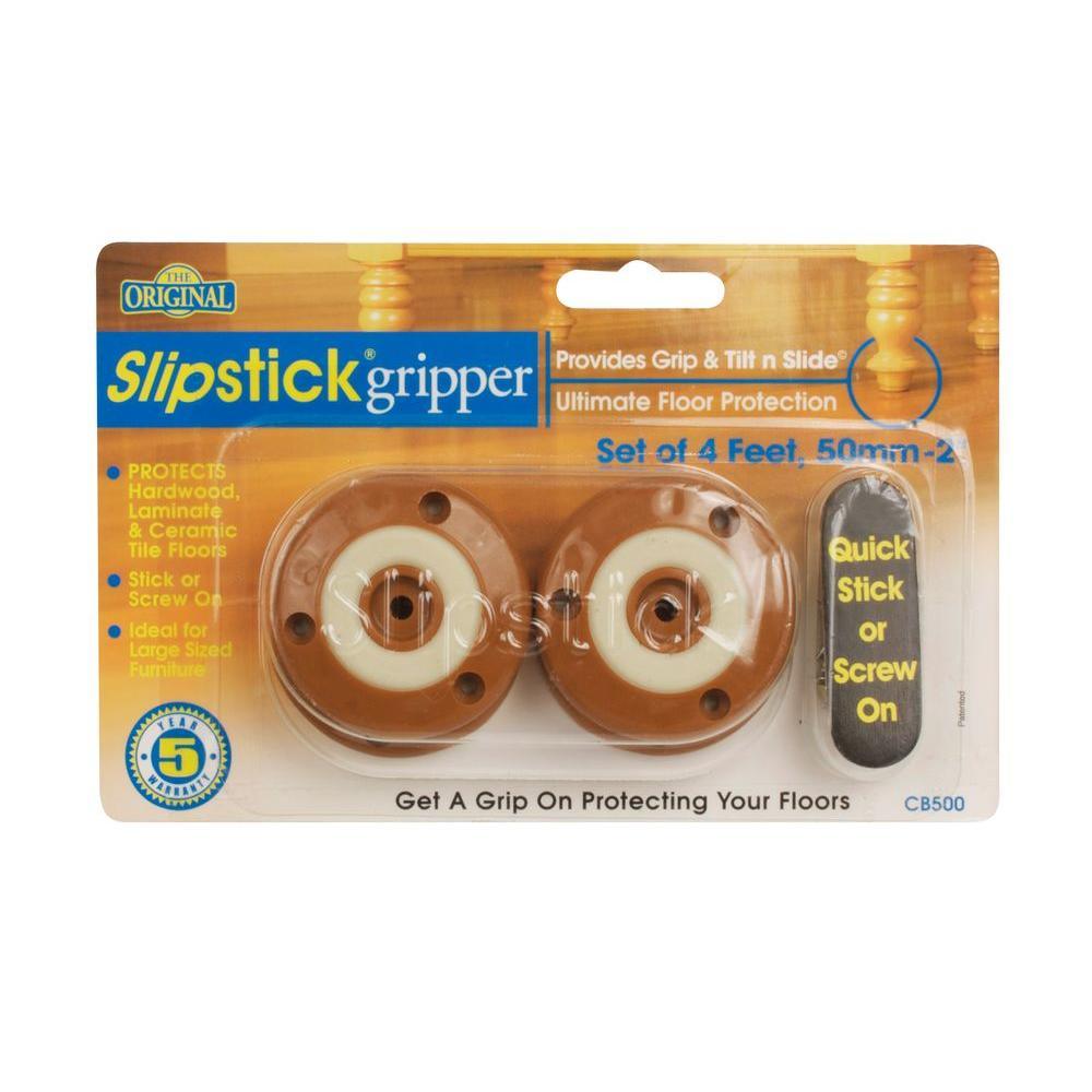 2 in. Round Caramel Brown Furniture Feet Floor Protectors with Non Slip Rubber Grip (Set of 4 ) - Super Arbor
