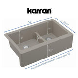 Farmhouse Concrete Apron Front Quartz Composite 34 in. Double Offset Bowl Kitchen Sink kit