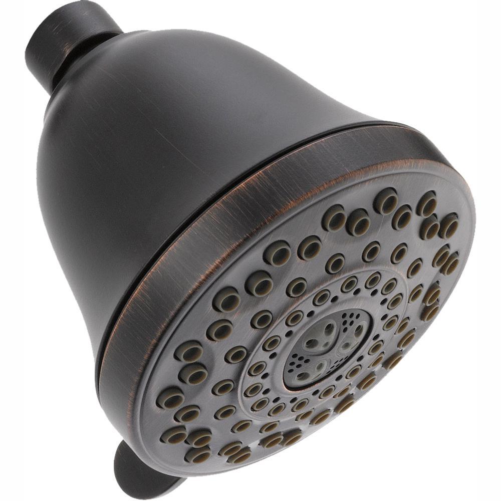 7-Spray 4.3 in. Single Wall Mount Fixed Shower Head in Polished Brass - Super Arbor