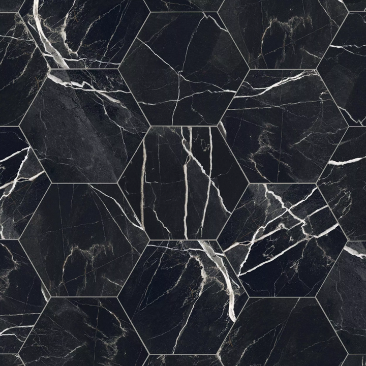 Emporio Black Marble Hexagon Tile
