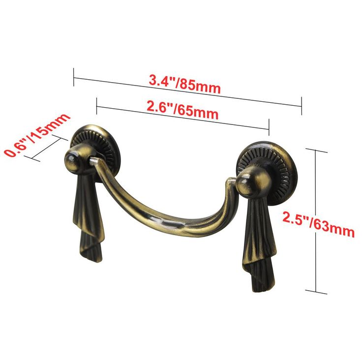Utopia Alley Lauren Drop Center-to-Center Pull, Antique Brass, 3.4