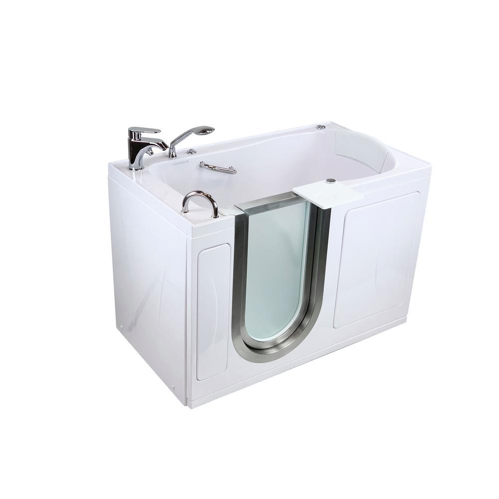 Royal 52 in. Acrylic Walk-In Whirlpool Bathtub in White with Left Door, 2-Piece Fast Fill Faucet and 2 in. Dual Drain - Super Arbor