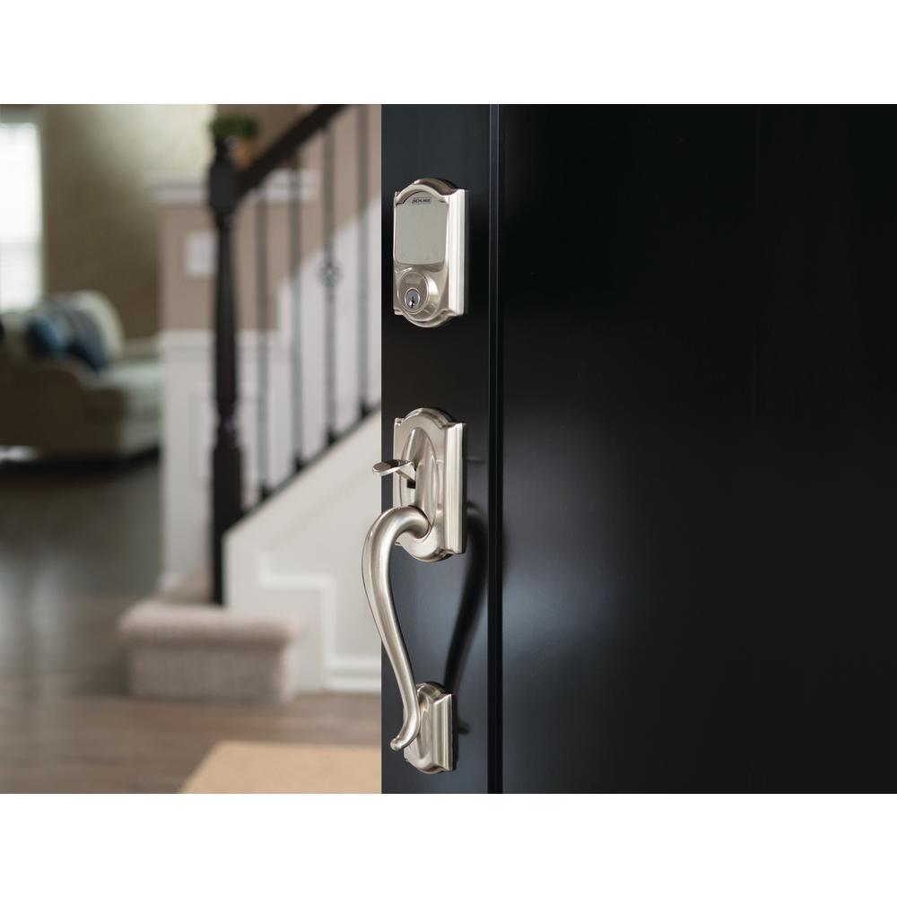 Camelot Satin Nickel Sense Smart Door Lock with Georgian Knob Door Handleset - Super Arbor