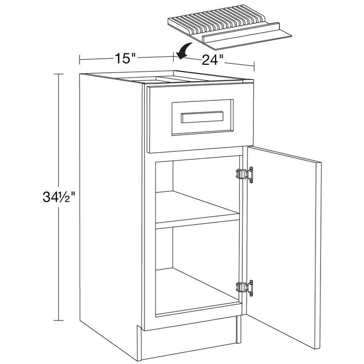 Home Decorators Collection Grayson 15 in. W x 24 in. D x 34.5 in. H Assembled Plywood Base Kitchen Cabinet in Pearl Gray with Knife Block RH