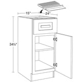Home Decorators Collection Grayson 15 in. W x 24 in. D x 34.5 in. H Assembled Plywood Base Kitchen Cabinet in Pearl Gray with Knife Block RH