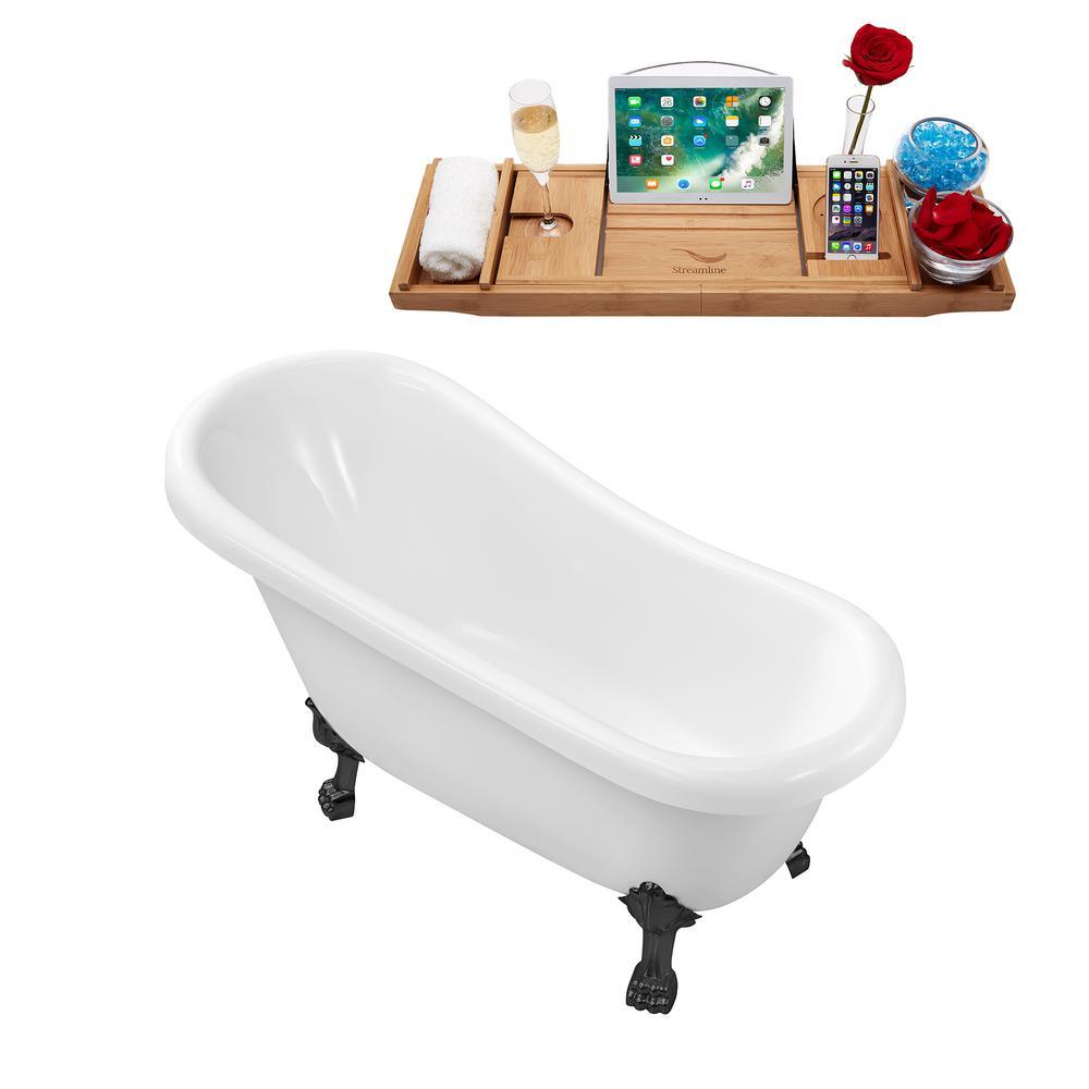 61 in. Acrylic Clawfoot Non-Whirlpool Bathtub in White - Super Arbor