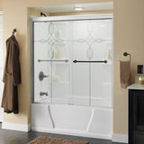 Crestfield 60 in. x 58-1/8 in. Traditional Semi-Frameless Sliding Bathtub Door in Bronze and 1/4 in. (6mm) Niebla Glass - Super Arbor