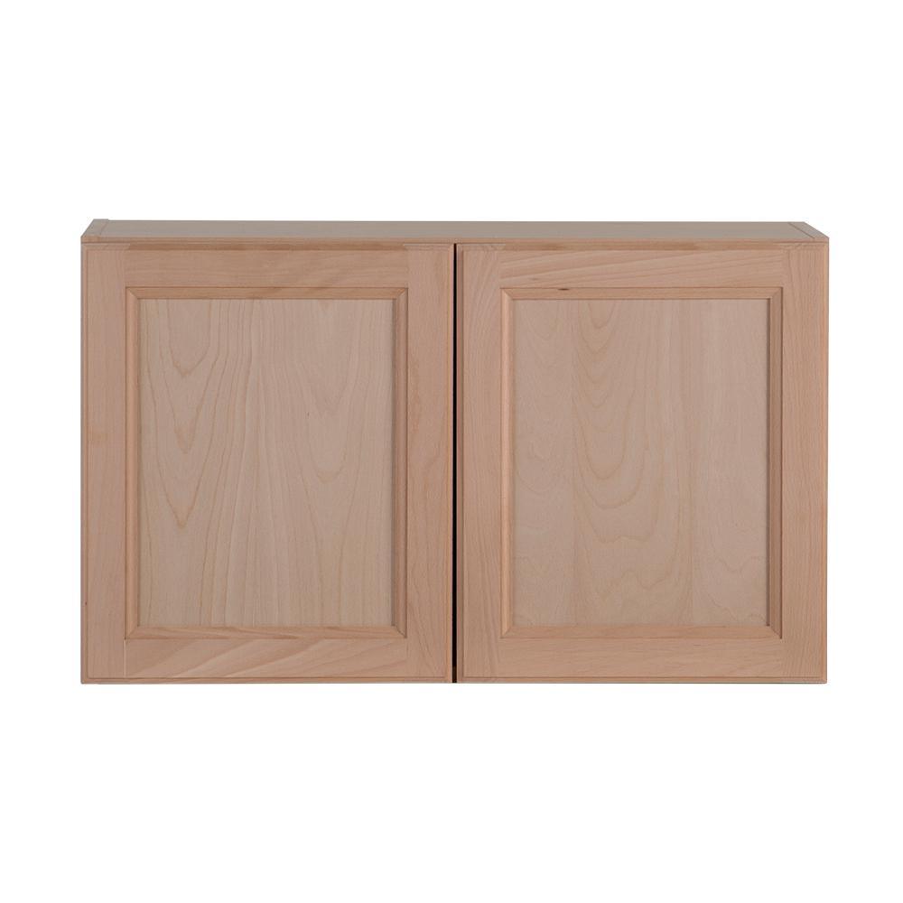 Easthaven Shaker Assembled 36x30x12 in. Frameless Wall Cabinet in Unfinished Beech - Super Arbor