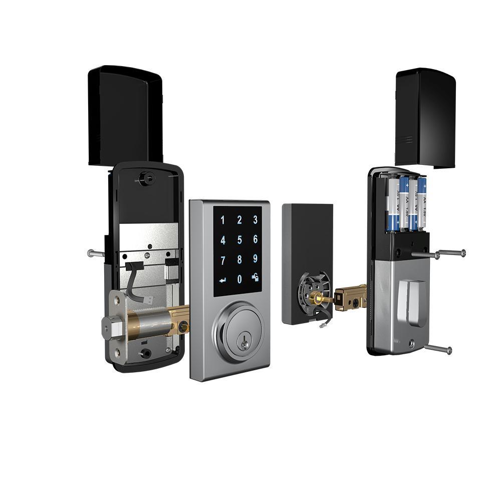 Satin Nickel Touchscreen ZWave Smartlock Single Cylinder Deadbolt - Super Arbor