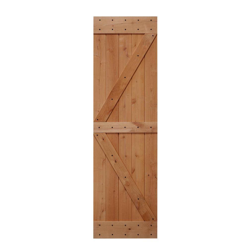 32 in. x 84 in. Ready-to-Assemble British Brace Hardwood Interior Sliding Barn Door Slab with Hardware Kit - Super Arbor
