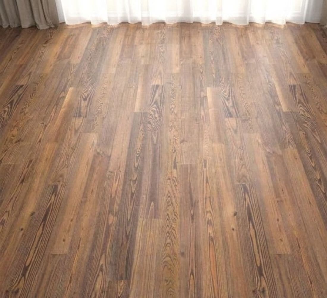 Beasley Pine Bourbon hardwood flooring — installed room view