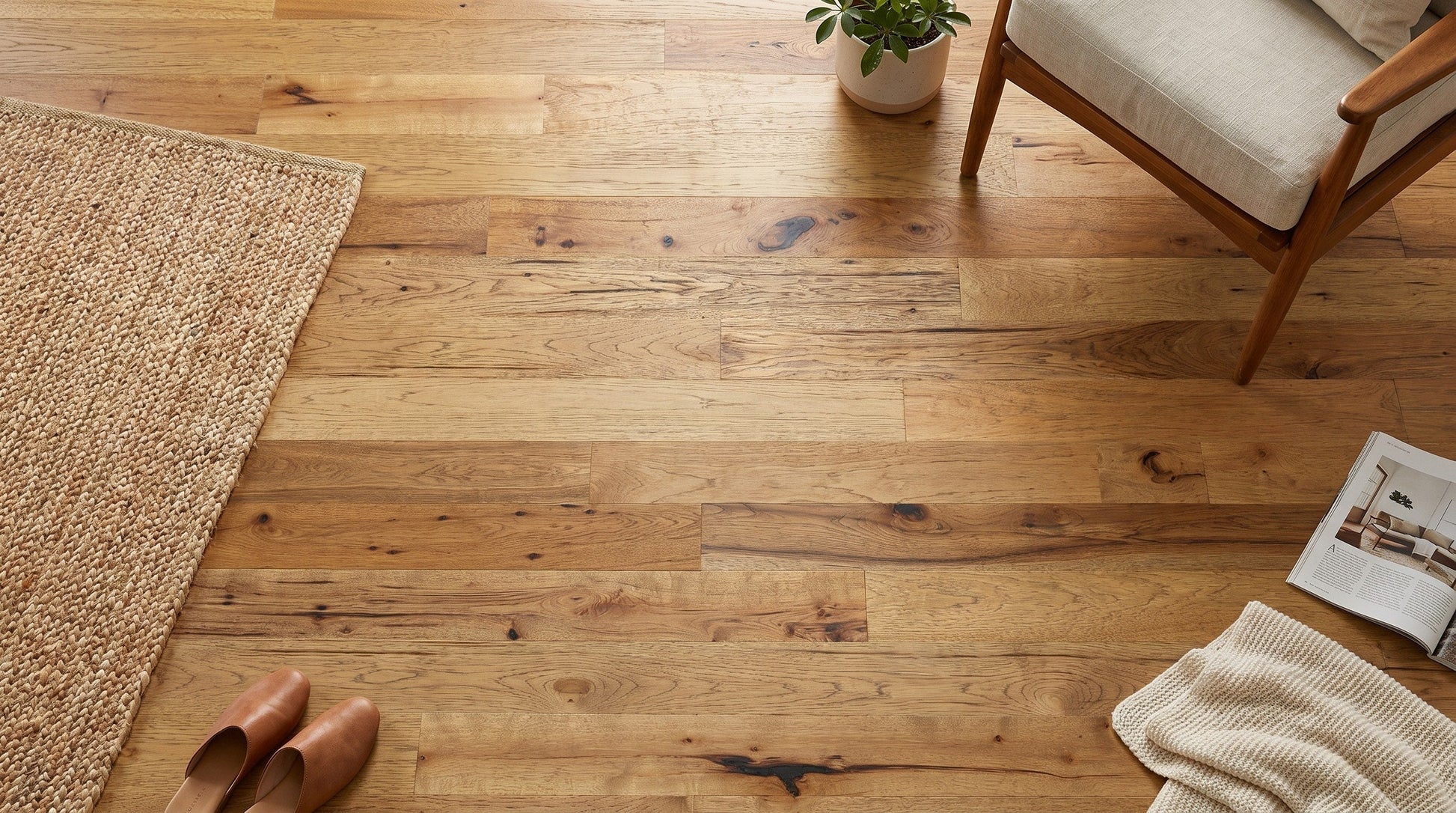 allen + roth Hickory Creekside hardwood flooring — surface grain detail