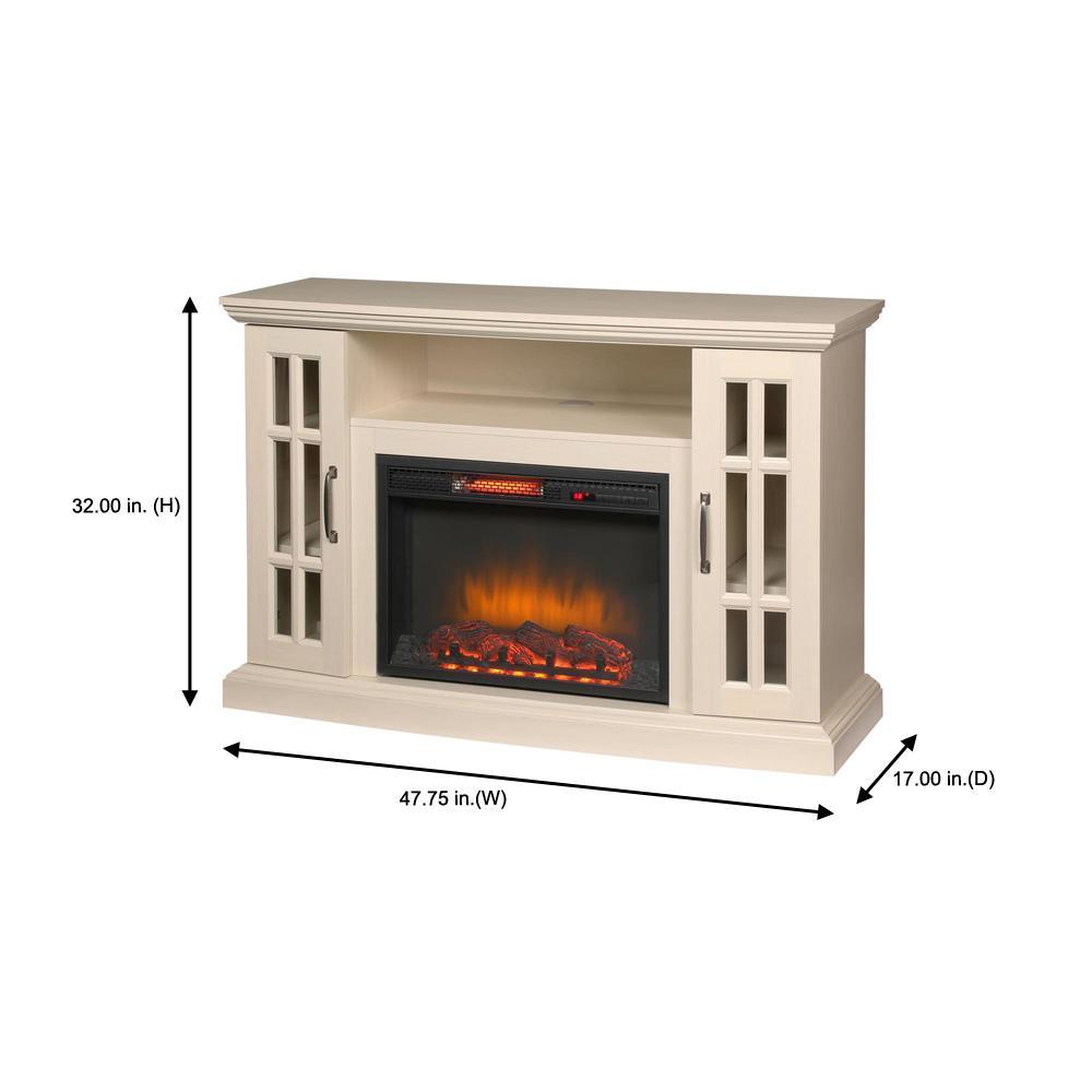 Edenfield 48 in. Freestanding Infrared Electric Fireplace TV Stand in Aged White - Super Arbor