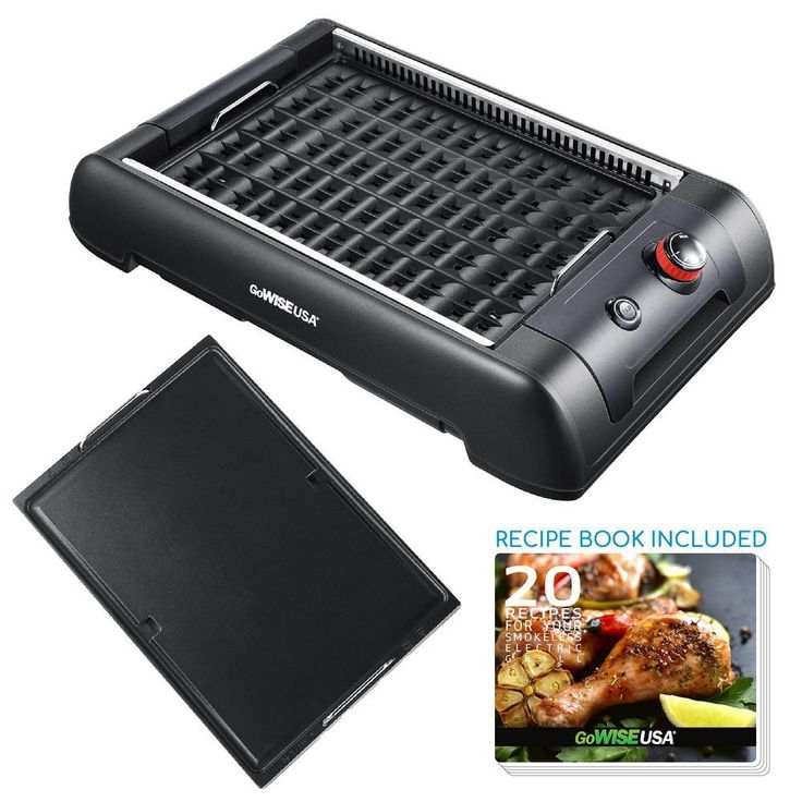 2-in-1 149 sq. in. Black Smokeless Indoor Grill with Interchangeable Plates