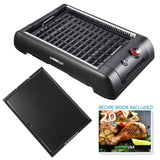 2-in-1 149 sq. in. Black Smokeless Indoor Grill with Interchangeable Plates