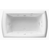 Riviera Motif 72 in. Acrylic Center Drain Rectangular Drop-in Air Bath/ Whirlpool Bathtub with Heater in White - Super Arbor