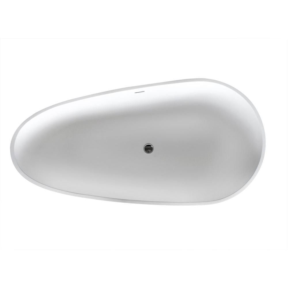 Fiume 5.6 ft. Man-Made Stone Center Drain Freestanding Bathtub in Matte White - Super Arbor