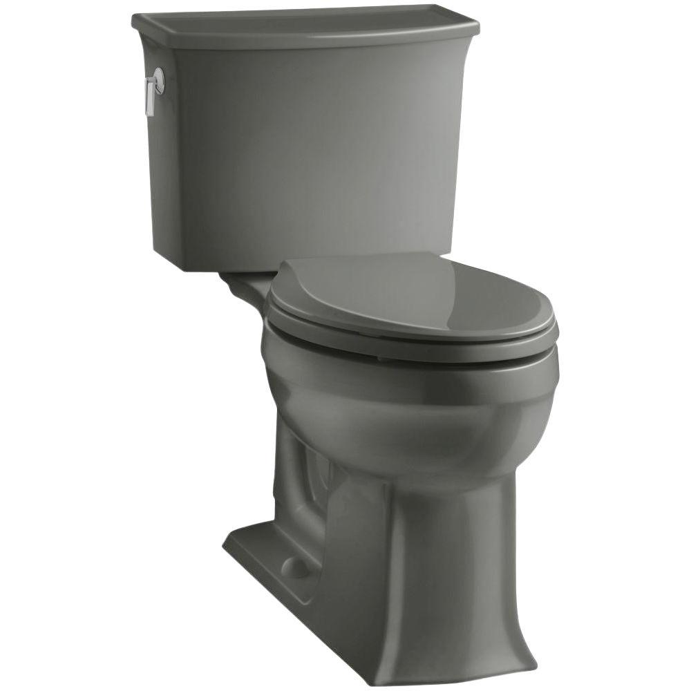 Archer Comfort Height 2-piece 1.28 GPF Single Flush Elongated Toilet with AquaPiston Flushing Technology in Black Black - Super Arbor