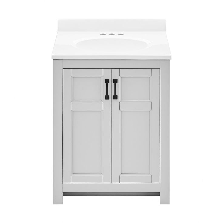 Style Selections Lowry 25-in Light Gray Single Sink Bathroom Vanity with White Acrylic Top