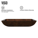 VIGO Glass Vessel Bathroom Sink in Russet and Niko Faucet Set in Antique Rubbed Bronze
