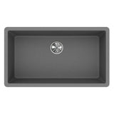 Quartz Classic Undermount Composite 33 in. Single Bowl Kitchen Sink in Black - Super Arbor
