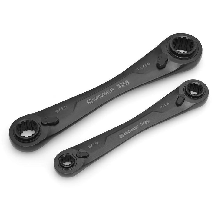 X6 4-in-1 Black Oxide Spline Ratcheting SAE Wrench Set (2-Piece) - Super Arbor