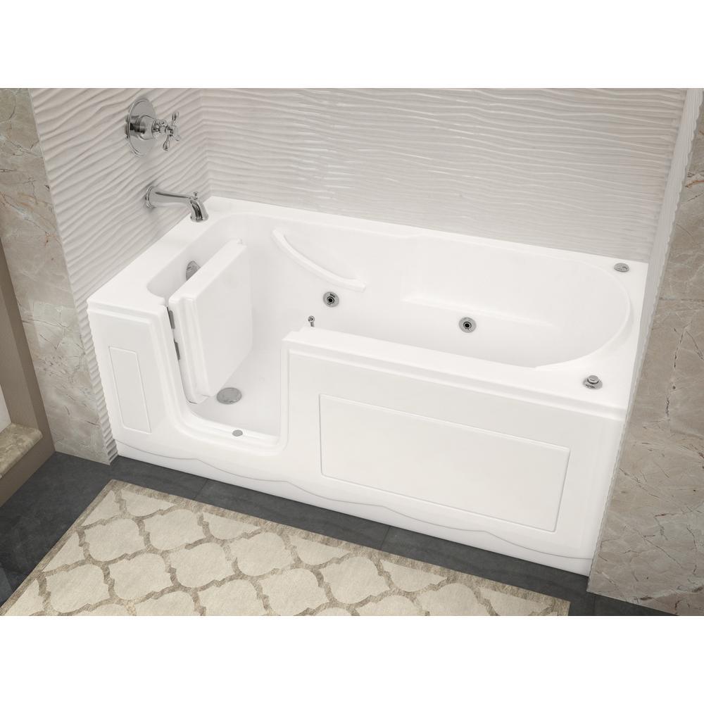 Nova Heated Step-In 5 ft. Walk-In Whirlpool Bathtub in White with Chrome Trim - Super Arbor