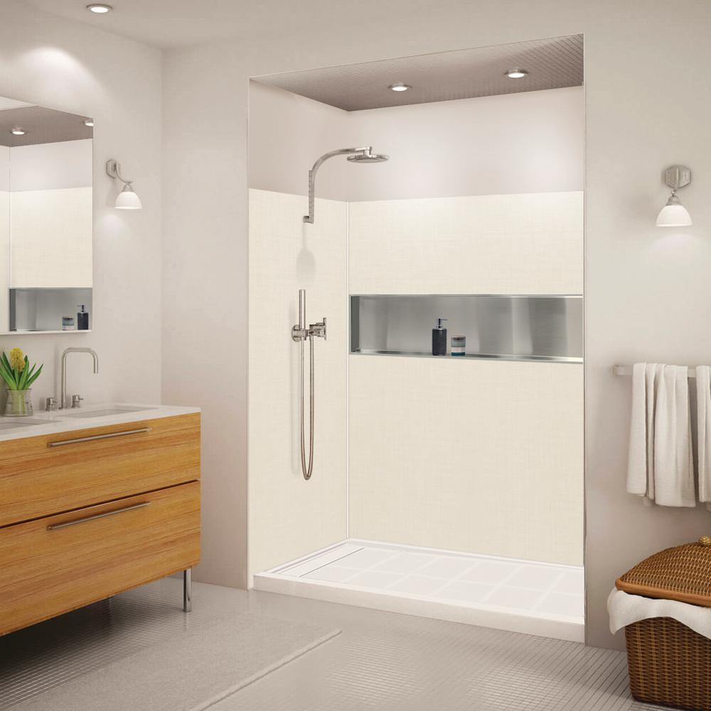 Expressions 32 in. x 60 in. x 72 in. 3-Piece Easy Up Adhesive Alcove Shower Wall Surround in White - Super Arbor