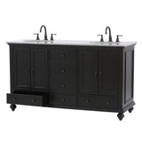 Newport 61 in. W x 21-1/2 in. D Double Bath Vanity in Black with Granite Vanity Top in Gray - Super Arbor
