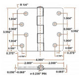 4 in. x 1/4 in. Radius Satin Nickel Door Hinge Value Pack (10 per Pack) - Super Arbor
