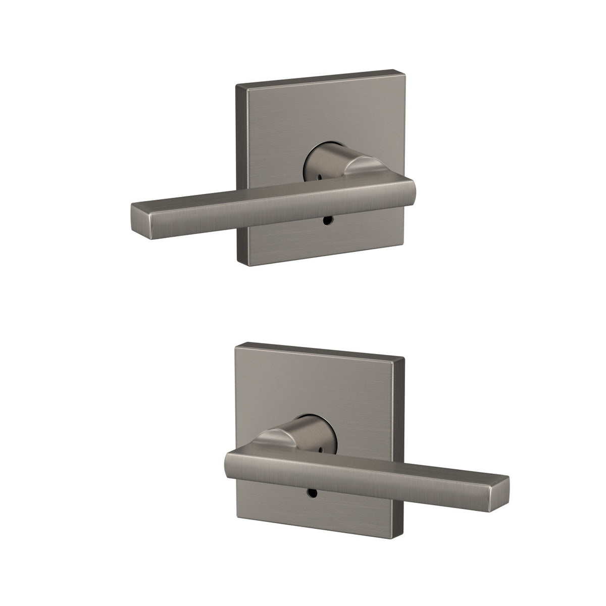 Schlage Custom Latitude Satin Nickel Collins Trim Dummy Door Lever (2-Pack)