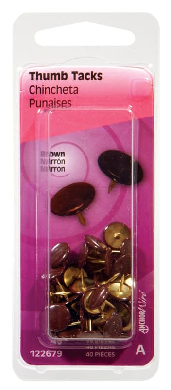 Hillman Brown Push Pins, 40-Pack