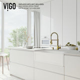 Brant Single-Handle Pull-Down Sprayer Kitchen Faucet with Soap Dispenser in Matte Gold - Super Arbor