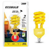 60-Watt Equivalent Yellow Colored Spiral Candelabra CFL Bug Light Bulb (Case of 12) - Super Arbor