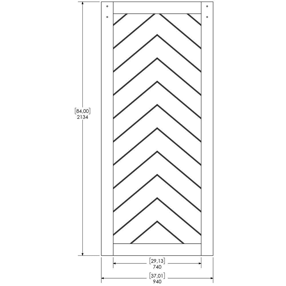 37 in. x 84 in. Herringbone Grey Finished Vinly Sliding Barn Door with Black Hardware Kit - Super Arbor