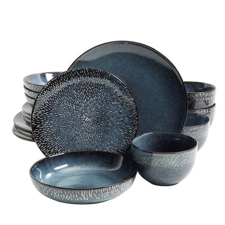 Matisse 16-Piece Contemporary Cobalt Earthenware Dinnerware Set (Service for 4)