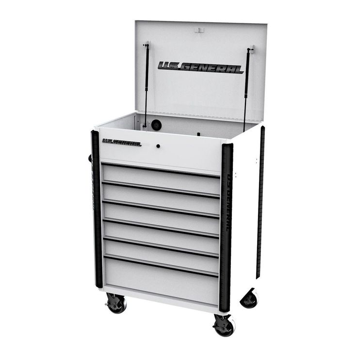 U.S. GENERAL 34 in. x 23 in., 6-Drawer, Full-Bank Service Cart, White