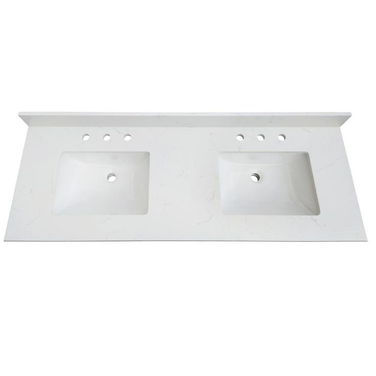 61 in. W x 22 in. D x 0.75 in. H Quartz Vanity Top in Carrara White with White Basin