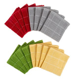 100% Cotton Woven Checked Pattern 16 Piece Set of Kitchen Dish Towels