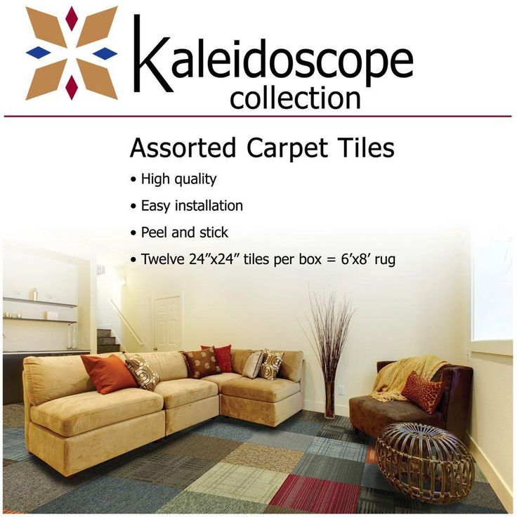 Kaleidoscope Collection Multicolor Assorted Loop Commercial 24 in. x 24 in. Carpet Tile (12-Tiles / Case)