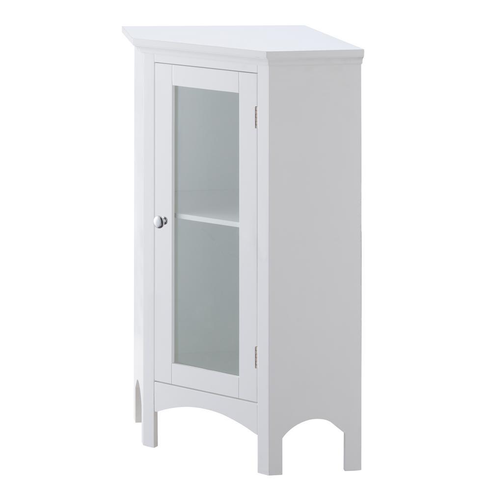 16 in. W x 31 in. H x 22 in. D Denali Corner Floor Cabinet Corner Shelf in White - Super Arbor