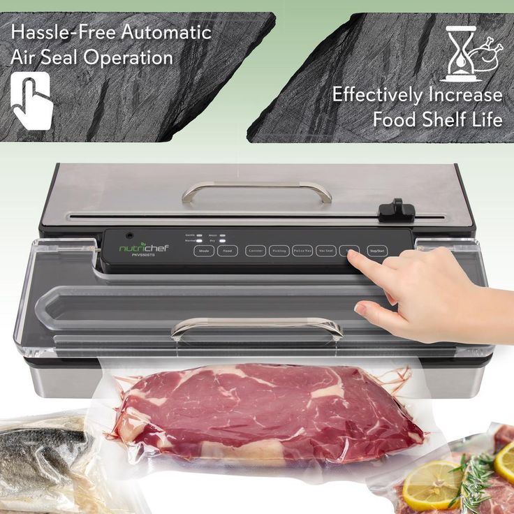White Kitchen Pro Stainless Steel Food Vacuum Sealer System - Countertop Electric Air Seal Preserver with Air Vac Bags