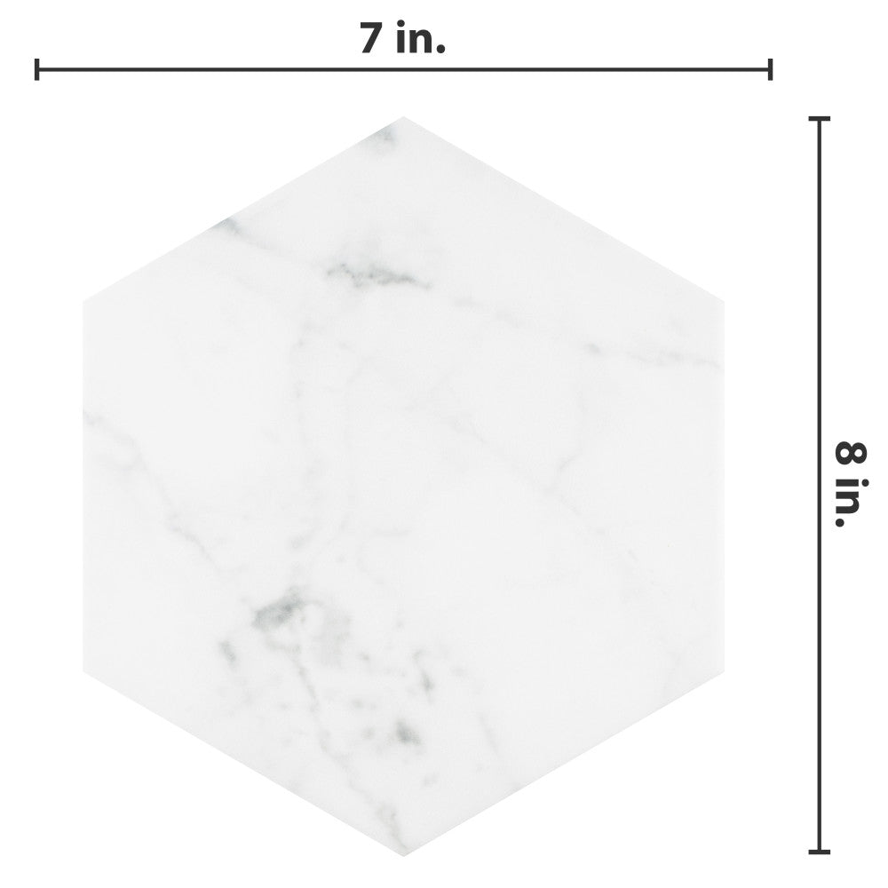 Classico Carrara Hexagon 7 in. x 8 in. Porcelain Floor and Wall Tile (7.5 sq. ft./Case)